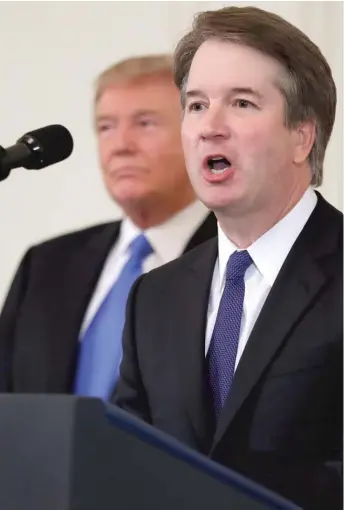  ?? ALEX BRANDON/ AP ?? President Donald Trump nominated Judge Brett Kavanaugh for the Supreme Court on Monday.