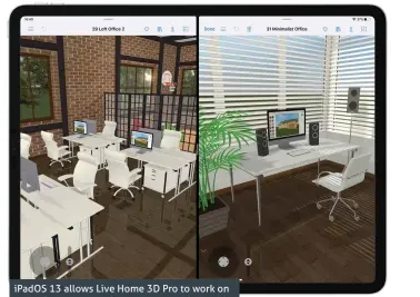  ??  ?? iPadOS 13 allows Live Home 3D Pro to work on multiple projects at the same time, side by side