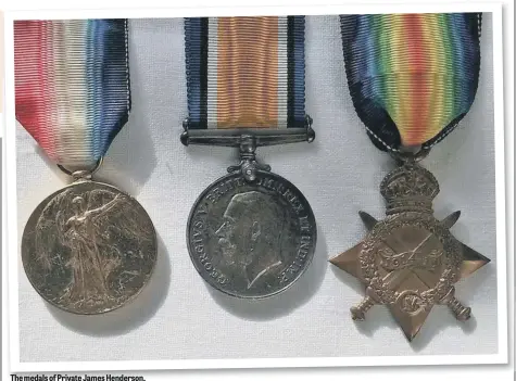  ??  ?? The medals of Private James Henderson.