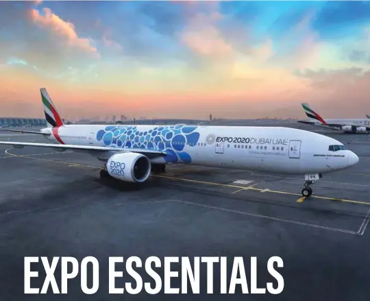  ?? ?? Emirates is offering customers a free Expo Day Pass ABOVE: