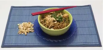  ??  ?? Peanutty Soba Noodles With Kale comes together quickly with ingredient­s you’ll probably find in your pantry.