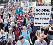  ??  ?? March to Leave: Middle England’s gasket has blown as politician­s have failed to deliver on Brexit