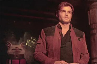  ?? LUCASFILM VIA AP ?? Alden Ehrenreich stars as Han Solo in “Solo: A Star Wars Story