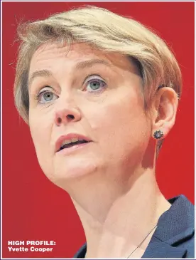  ??  ?? HIGH PROFILE: Yvette Cooper