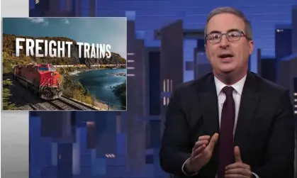  ?? ?? John Oliver: ‘Trains that contain combustibl­e cargo are regularly referred to as “bomb trains” which is terrifying.’ Photograph: YouTube