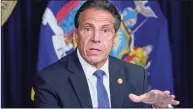  ?? Mary Altaffer / Associated Press ?? New York Gov. Andrew Cuomo speaks during a news conference Wednesday in New York.