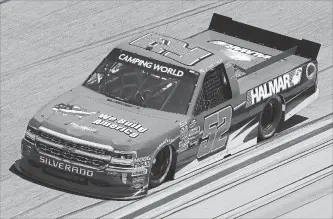  ?? SARAH CRABILL NASCAR PHOTOS ?? Stewart Friesen in his Camping World Truck Series Chevy pickup, above, and in his sprint car, below.