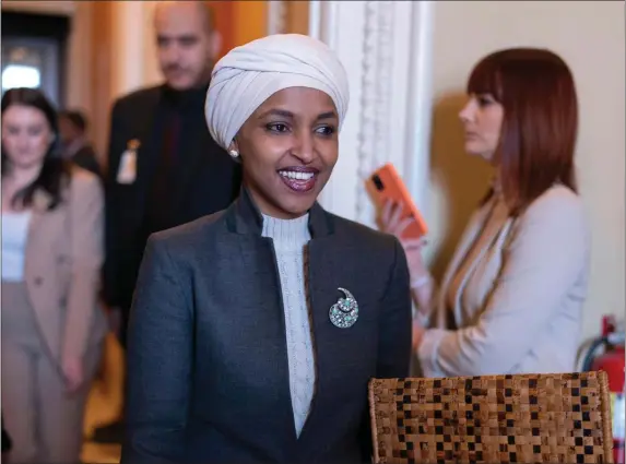  ?? ASSOCIATED PRESS PHOTO ?? Democratic Rep. Ilhan Omar of Minnesota was kicked off the Foreign Affairs Committee over anti-Israel comments.