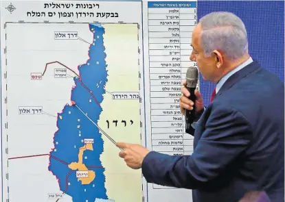  ??  ?? Israel-Premier Netanyahu erklärt Annexion des Jordan-Tals (blau) an der Grenze zu Jordanien