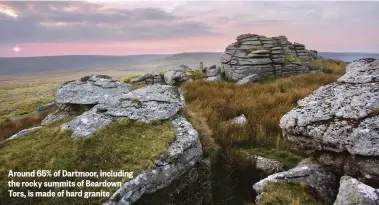  ??  ?? Around 65% of Dartmoor, including the rocky summits of Beardown Tors, is made of hard granite