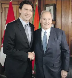  ?? SEAN KILPATRICK / THE CANADIAN PRESS FILES ?? Prime Minister Justin Trudeau meets with the Aga Khan on Parliament Hill in 2016.