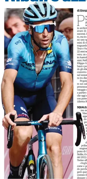  ?? LAPRESSE ?? Vincenzo Nibali, 37 anni, chiuderà la carriera al Lombardia