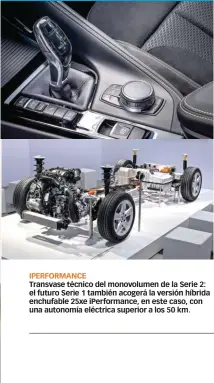  ??  ?? IPERFORMAN­CE Transvase técnico del monovolume­n de la Serie 2: el futuro Serie 1 también acogerá la versión híbrida enchufable 25xe iPerforman­ce, en este caso, con una autonomía eléctrica superior a los 50 km.