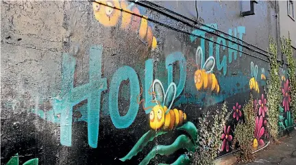  ?? PHOTO: RUBY MACANDREW/FAIRFAX NZ ?? A new mural on Cuba St is helping spread an important environmen­tal message while also preventing graffiti on what has been a ‘hot spot’ for vandals in recent years.