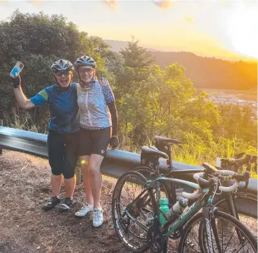  ??  ?? CYCLING CHALLENGE: Cairns cyclists Jane Willmott and Elizabeth Blooms took on the gruelling feat.