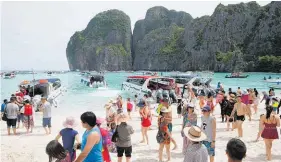  ?? Photo / AP ?? Maya Bay has become a major tourist attraction.