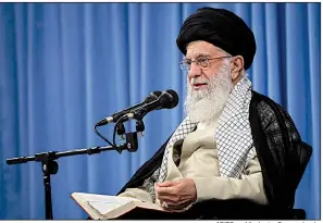  ?? AP/Office of the Iranian Supreme Leader ?? “All the officials in the Islamic Republic unanimousl­y believe that there will be no negotiatio­ns at any level with the United States,” Iranian Supreme Leader Ayatollah Ali Khamenei said Tuesday in Tehran as Iran continued to deny any involvemen­t on the attack on Saudi oil facilities.