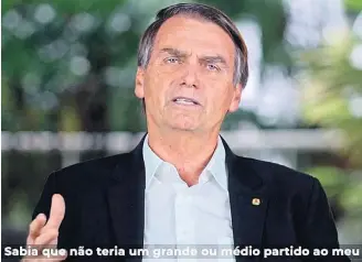  ??  ?? Bolsonaro. Presidenci­ável do PSL afirmou que, se eleito, vai fazer um ‘governo para todos’