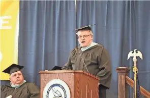  ?? ANGELA POTTER/FOR THE MARION STAR ?? Jim Mcguire is an alumnus of River Valley High School in Marion County. He sparked public outcry when he encouraged graduates to pursue relationsh­ips between a man and a woman in his speech at the district’s graduation as the alumni speaker Friday.