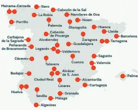  ??  ?? Mapa de las 38 estaciones de servicio de hidrógeno de la primera fase del proyecto