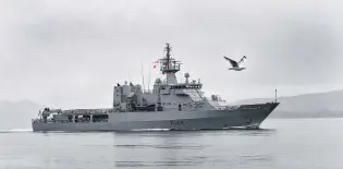  ?? PHOTO: STEPHEN JAQUIERY ?? HMNZS Otago on a previous visit to Otago Harbour.