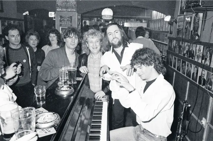  ??  ?? March 21, 1985. Slade launch their comeback album ‘Rogue’s Gallery’ with a party held at The Royal Exchange in Bilston. From left: drummer Don Powell, frontman Noddy Holder, guitarist Dave Hill and pianist, violinist and bassist Jim Lea.