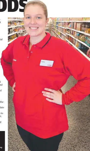  ?? Picture: AAP/Richard Gosling ?? OPPORTUNIT­Y: Emma Vost, of Coomera, found work at a supermarke­t after her former employer had to reduce staff.