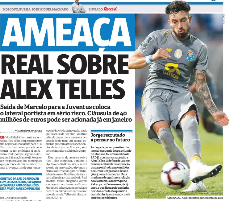  ??  ?? COBIÇADO. Alex Telles atrai pretendent­es de peso