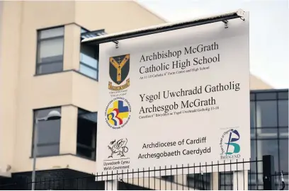  ??  ?? Archbishop McGrath Catholic High School, in Brackla, Bridgend