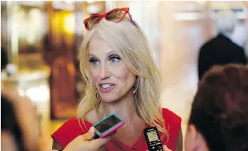  ?? ASSOCIATED PRESS ?? Kellyanne Conway, campaign manager for Republican presidenti­al candidate Donald Trump, says her boss is “the unpredicta­ble X-factor and Hillary Clinton is the scripted statist” in the upcoming debates.