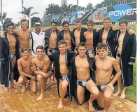  ??  ?? NEW LOOK: The St Andrew’s squad who ended runners-up in the Grey water polo quadrangul­ar at the weekend are, back from left, Jacques Hoefnagels, Andrew Ramsden (captain), David Mackenzie (coach), Christian Dom, Ross Pringle, Joshua Cowen, Lloyd Koster,...