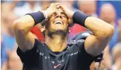  ?? ADAM HUNGER/ASSOCIATED PRESS ?? Rafael Nadal reacts after beating Kevin Anderson 6-3, 6-3, 6-4 in the finals of the U.S. Open on Sunday. Nadal secured his second major of 2017.