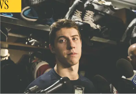  ?? CHRISTOPHE­R KATSAROV / THE CANADIAN PRESS FILES ?? Toronto Maple Leafs forward Mitch Marner was outside a movie theatre in Etobicoke when he was approached by three armed suspects who made off with his pricey black Range Rover SUV.