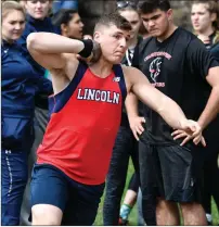  ?? File photo ?? Lincoln junior Kyle Moison won the Emerging Elite discus title and was named All-American in the hammer throw this weekend.