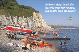  ??  ?? At Beer’s steep beach the water is often fairly placid, but depths drop off quickly