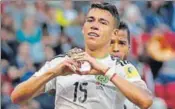  ?? REUTERS ?? Mexico’s Hector Moreno after scoring against Portugal in their Confederat­ions Cup match in Kazan on Sunday.
