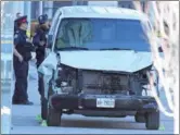  ?? SAUL PORTO / REUTERS ?? A damaged van seized by police is seen after multiple people were struck at a major intersecti­on northern Toronto on Monday.