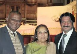  ??  ?? Kiru Naidoo with Dr Kirti and Sunil Menon at the Gandhi dinner.