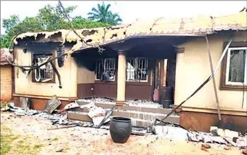  ??  ?? One of the houses burnt in Ochadamu