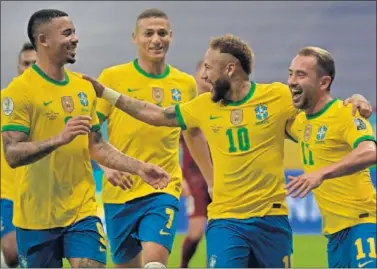  ??  ?? Neymar celebra su gol en la victoria ante Venezuela el pasado domingo.