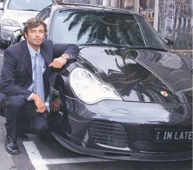  ??  ?? Adam Hargraves, with his black Porsche in 2003, has had his driver’s licence suspended for six months.