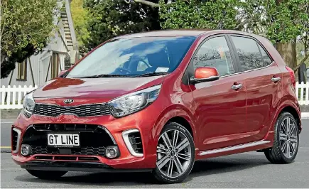  ?? SUPPLIED DAVID LINKLATER ?? Third-generation Picanto city-car has gone big on design detail. This is the even-more-dressy GT-Line model. Ideas above its station? Comedy styling includes sporty-looking dual exhaust pipes. Oh, and a ‘‘GT’’ badge.