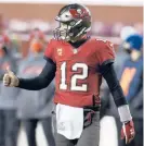  ?? DANIEL KUCIN JR/AP ?? Buccaneers’ Tom Brady in action during a playoff game against Washington on Jan. 9 in Landover, Md.