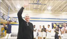  ?? Jessica Hill / Associated Press ?? Jim Calhoun, seen here after recording his 900th win in January, watched his St. Joseph team earn a trip to a Division III NCAA tournament with a win over Albertus Magnus on Sunday.