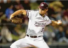  ?? Sam Craft / Associated Press ?? Pitcher Asa Lacy could become Texas A&M’s highest baseball draftee since Jeff Granger went No. 5 overall in 1993.