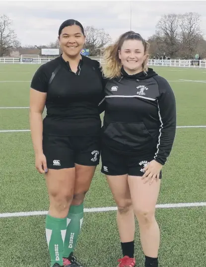  ??  ?? Horsham Rugby under-18 girls’ Grace Clifford (left) and Jessie Spurrier have been selected for the England Talent Developmen­t Group