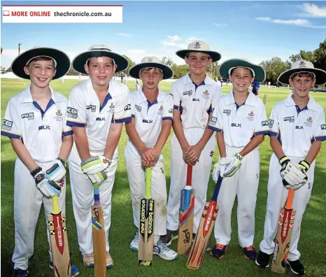  ?? PHOTO: BEV LACEY ?? AT THE CREASE: Improving their skills at the Toowoomba Grammar School cricket camp are under-12s (from left); Nic Baulch (Toowoomba), Harry Lester (Toowoomba), Lachlan Kerle (Gatton), Hugh Howard (Toowoomba), Oscar Innes (Toowoomba) and Nick Le Dilly (Toowoomba).