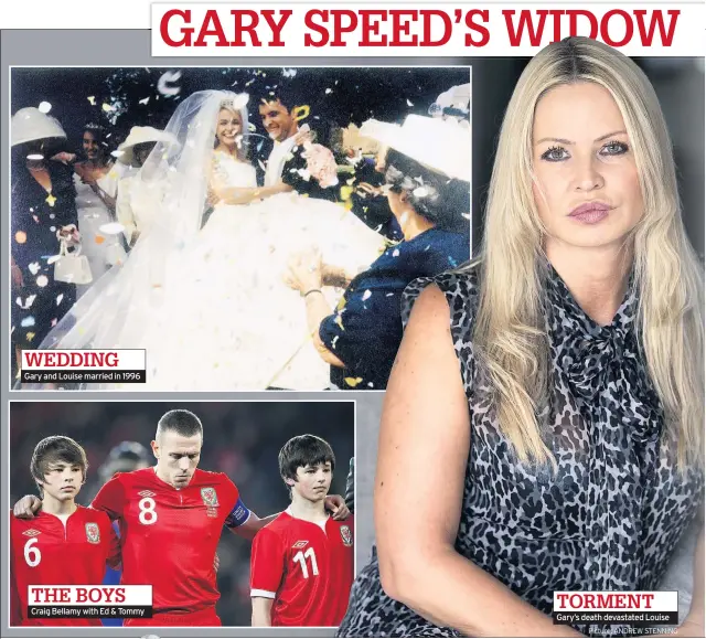  ?? Picture: ANDREW STENNING ?? WEDDINGGar­y and Louise married in 1996 THE BOYS Craig Bellamy with Ed &amp; Tommy TORMENT Gary’s death devastated Louise