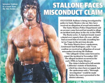  ??  ?? Sylvester Stallone in a scene from the film Rambo 2.