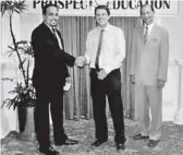  ??  ?? CEO/Founder of Prospects Education Mr. Somesh Perera, with Dr. Kevin Andrews and Dr. Egerton Senanayake, Director Academics of Prosepcts Education.
